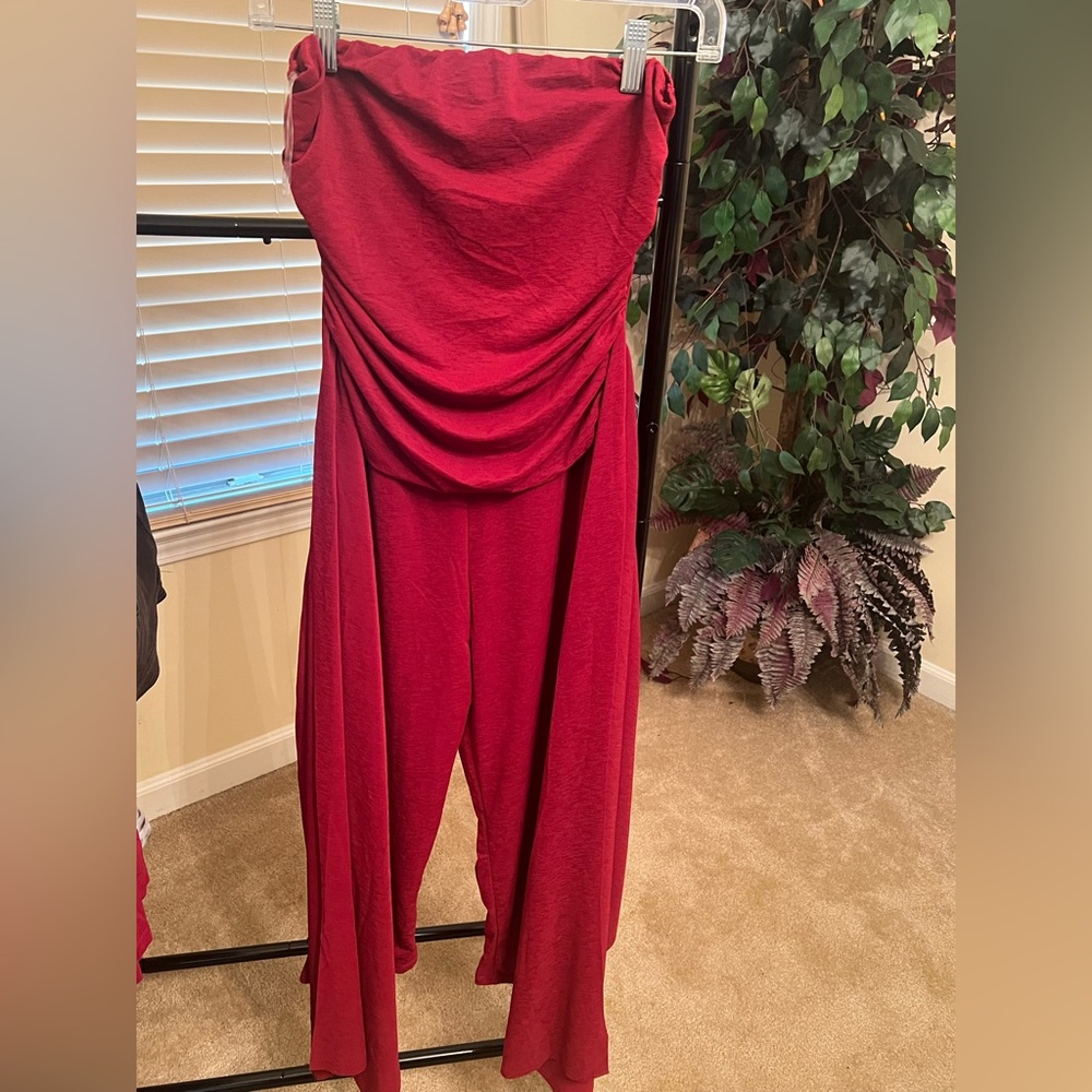 Fashion Nova Red Draped Jumpsuit